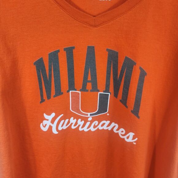 Fanatics Miami Hurricanes Ladies M V-Neck Orange T-shirt Size 2XL - Picture 2 of 5